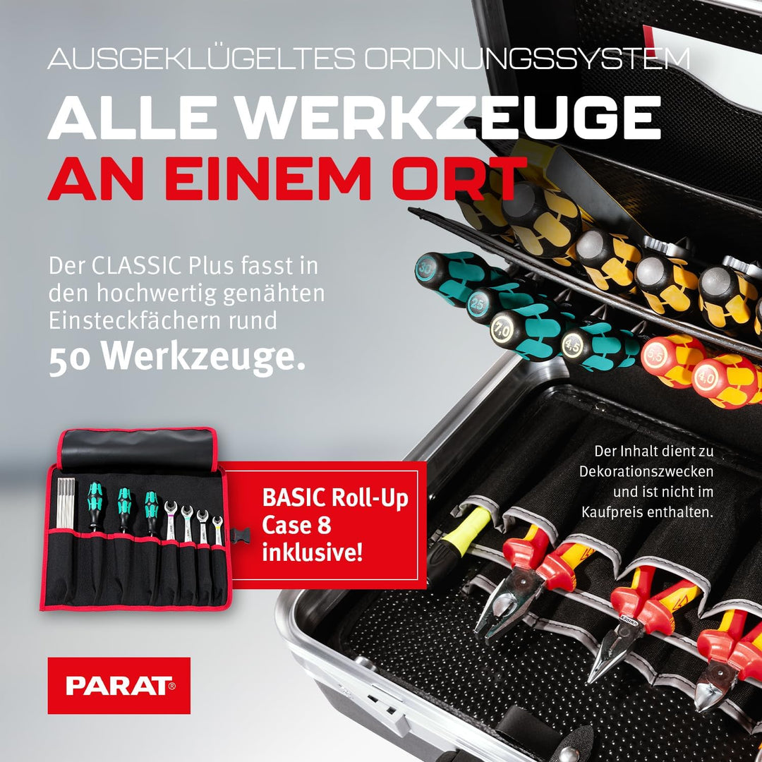 PARAT CLASSIC Plus Safe | Werkzeugkoffer leer mit Zahlenschloss für 50 Werkzeuge | inkl. BASIC Roll-