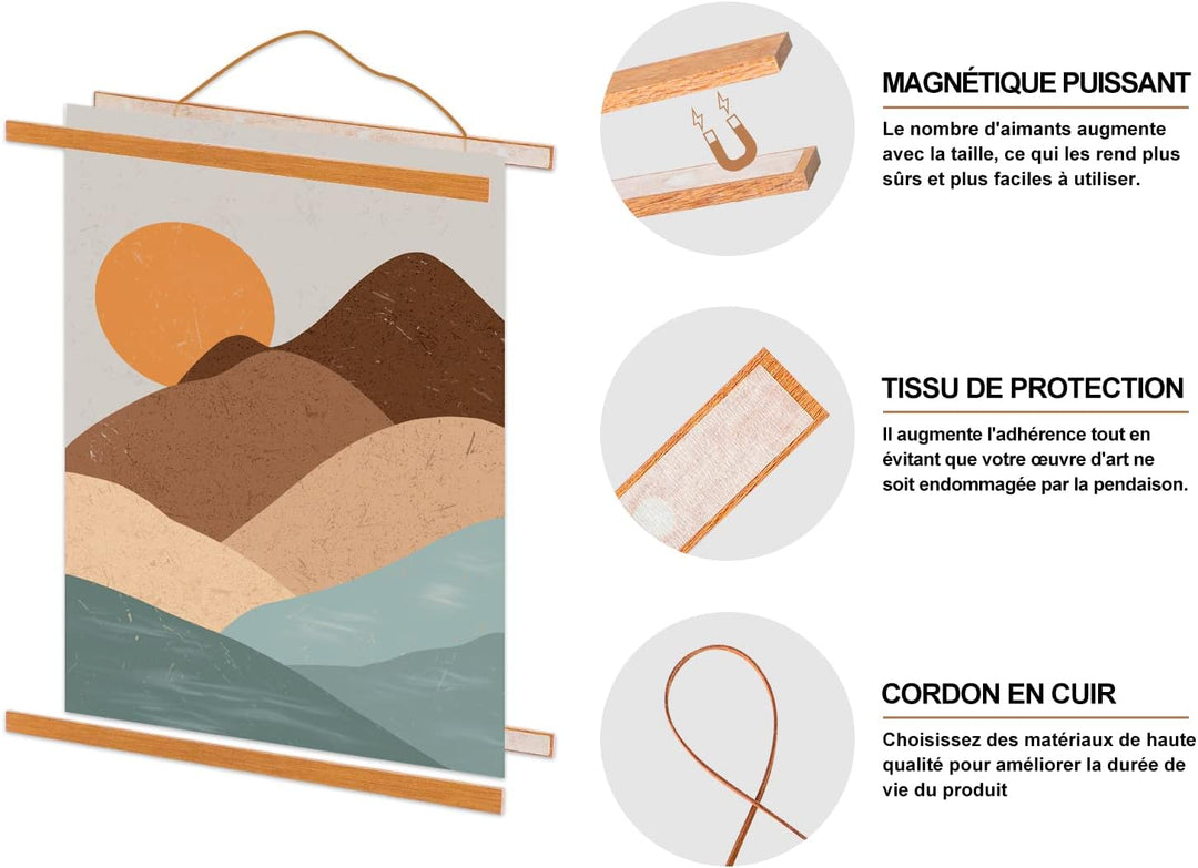 Ywlake Bilderrahmen, A1, Posterrahmen, 60 x 45 cm, 60 x 60 cm, Naturholz, für Poster, magnetisch, hä