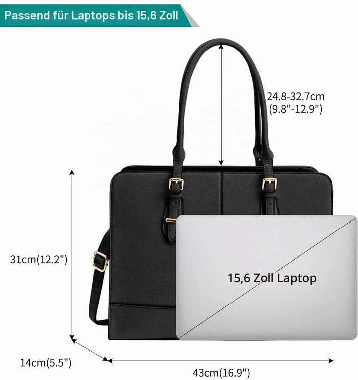 Lubardy Handtasche Damen Shopper Damen Gross Wasserdicht 15.6 Zoll Leder Laptop Tasche für Büro Arbe