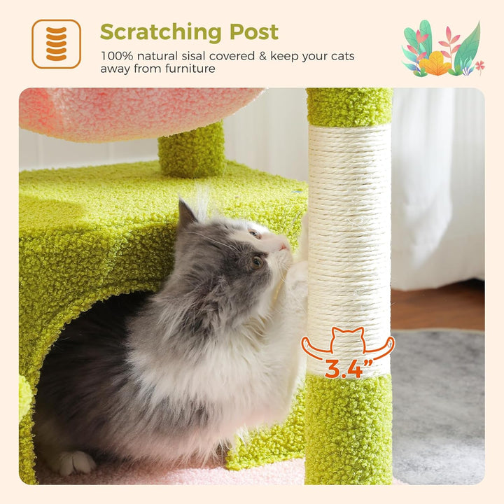 PAWZ Road Kleiner Katzenbaum Katzenbaum für Indoor-Katzen mit Hängematte, Katzenturm mit Sisal-überz
