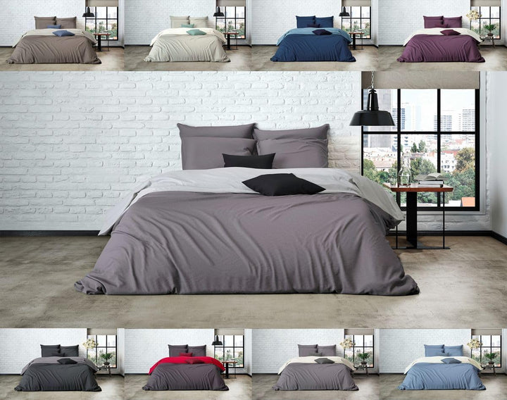 MISTRAL HOME Uni Einfarbig Wende Bettwäsche Edel Perkal 100% Ägyptische Baumwolle, Farbe:Light Grey-
