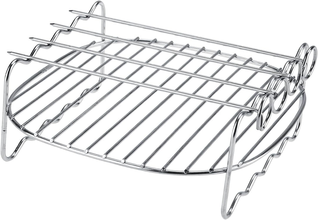 Doppelschicht Rack Mit 4 Spiessen, Verchromt, Optimiertes Ersatz Zubehörgestell Für Luftfritteusen K