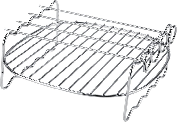 Doppelschicht Rack Mit 4 Spiessen, Verchromt, Optimiertes Ersatz Zubehörgestell Für Luftfritteusen K