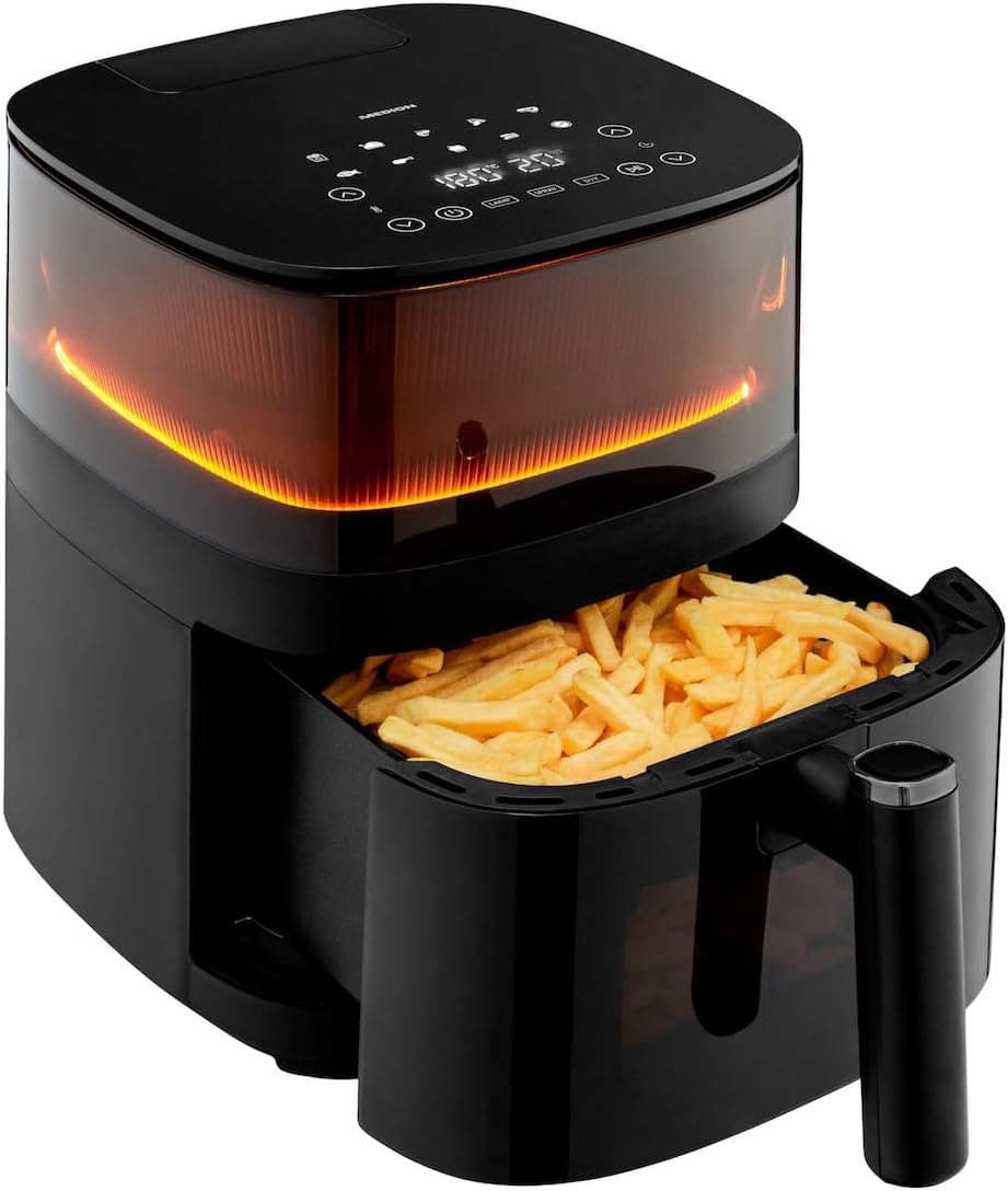 MEDION X10 XL Heissluftfritteuse (5 Liter Frittierkorb, innovative Wassersprühfunktion für krosse kn