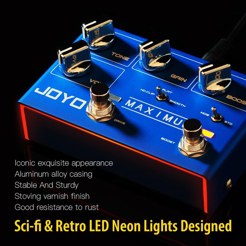 JOYO Overdrive Pedals R-Serie Zweikanal-Pedal, sauberer und wilder Overdrive-Effekt für E-Gitarre (m