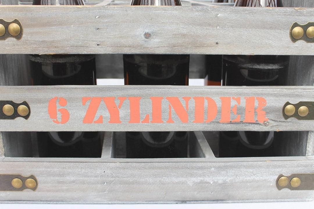 DanDiBo Bierträger mit Flaschenöffner Flaschenträger 6 Zylinder 93540 Flaschenkorb aus Holz