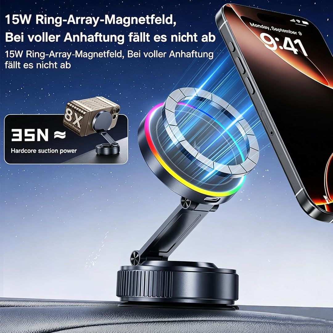 Magnetisch Autohalterung 15W Handyhalterung Auto mit Ladefunktion, Ladegerät Kfz Magnet Wireless Car