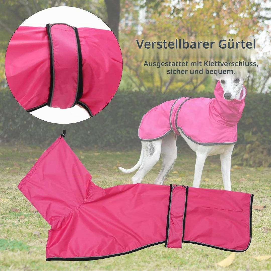 Geyecete Windhund Leicht Hundejacke Regenjacke, Hunderegenmantel Wasserdicht Verstellbar Windhundeja