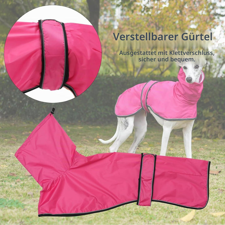 Geyecete Windhund Leicht Hundejacke Regenjacke, Hunderegenmantel Wasserdicht Verstellbar Windhundeja
