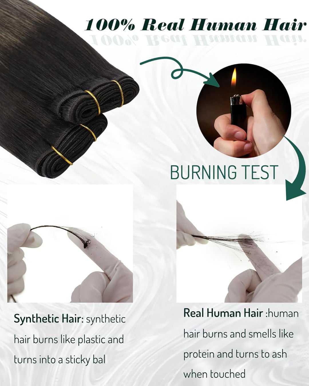 RUNATURE Tressen Echthaar Extensions Balayage Fabre Dunkelbraun mit Mittelbraun und Aschblond Sew in