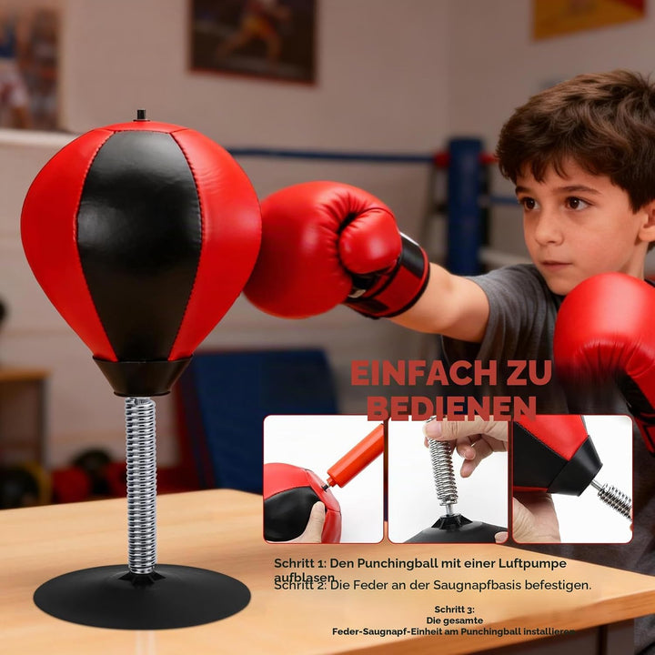 Boxsack Tisch Punchingball Boxen mit Saugnapf und Tischklemme, Anti Stress Boxbirne fürs Büro &amp; Zuha
