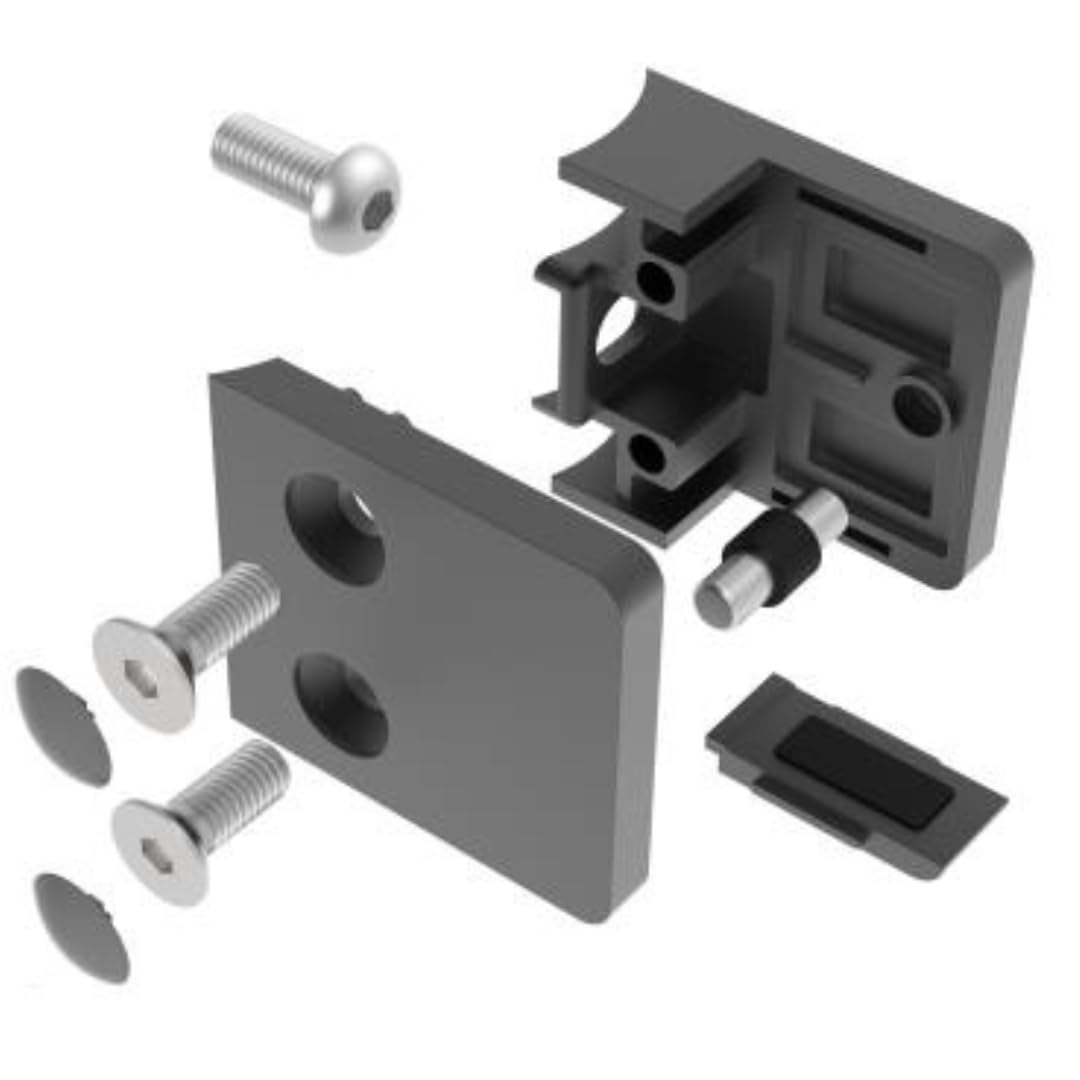 Sellon24® Glashalter 4 Stück Edelstahl RAL 9004 Glasklemme 45x45x26 mm inkl. Gummieinlage | Rohr 42,