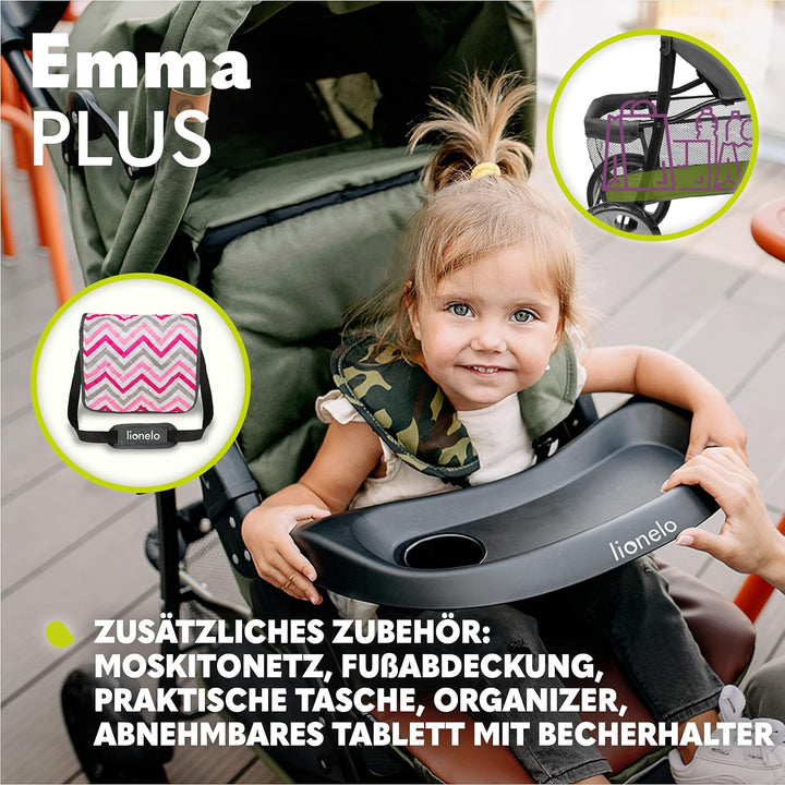LIONELO Emma Plus Kinderwagen bis zu 15 kg, Kindersportwagen, leicht modern klein Buggy mit Liegepos