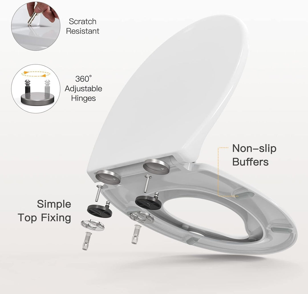 Pipishell WC Sitz, Toilettendeckel mit Absenkautomatik, Magnetisch zu befestigenden Toilettensitz fü