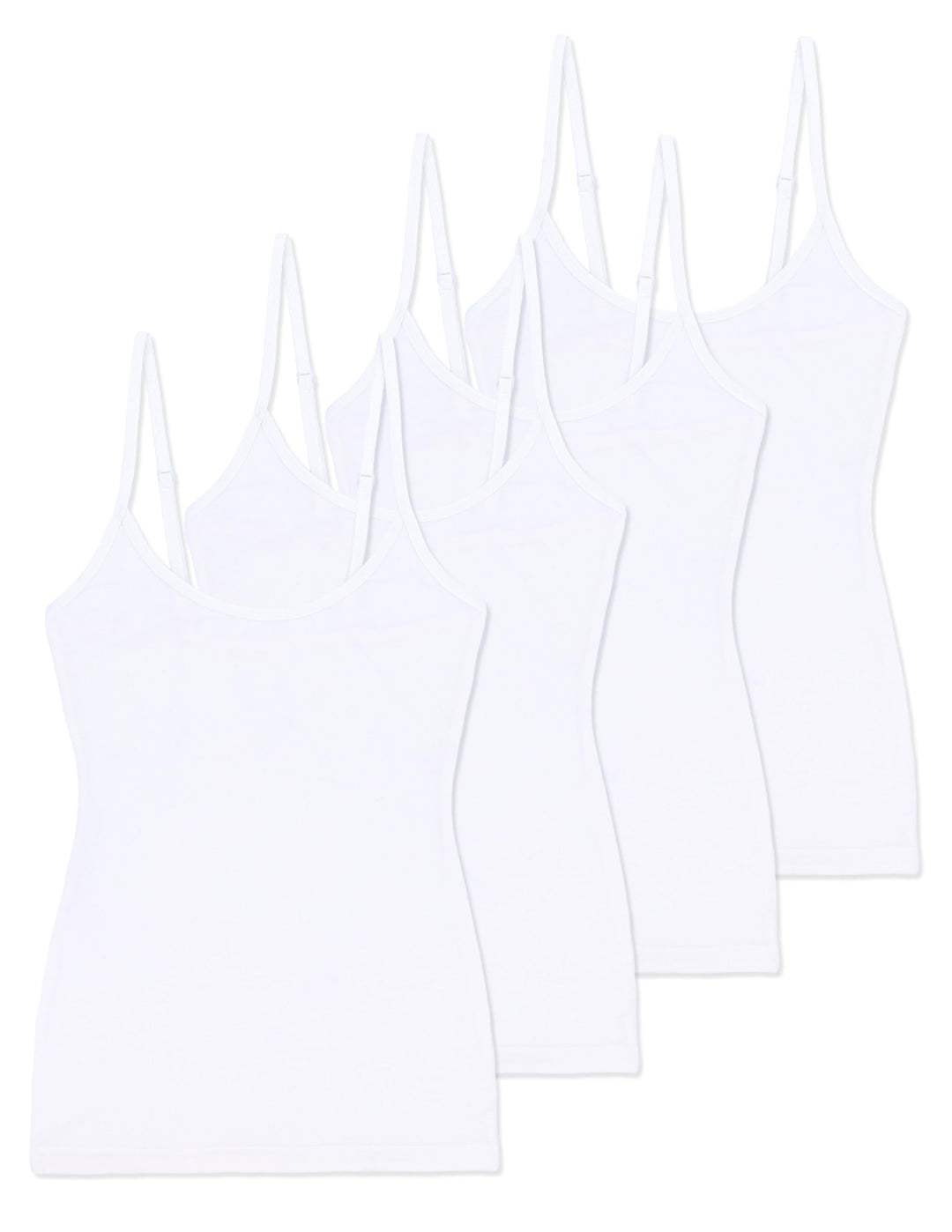 Comfneat Damen 4-Pack Spaghetti Tops Slim-Fit Verstellbare Träger Camisole Baumwolle Elasthan Unterh