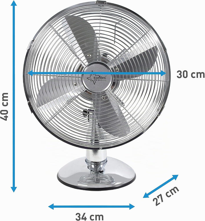 SUNTEC Tischventilator CoolBreeze 3000 - Leise 30 cm, 35 Watt | Tisch Ventilator 3 Stufen, Tragbar |