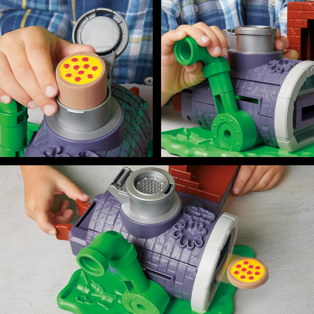 Play-Doh Teenage Mutant Ninja Turtles Pizza Spielset mit Pizzaofen, 4 Dosen Knete und Action-Figur,