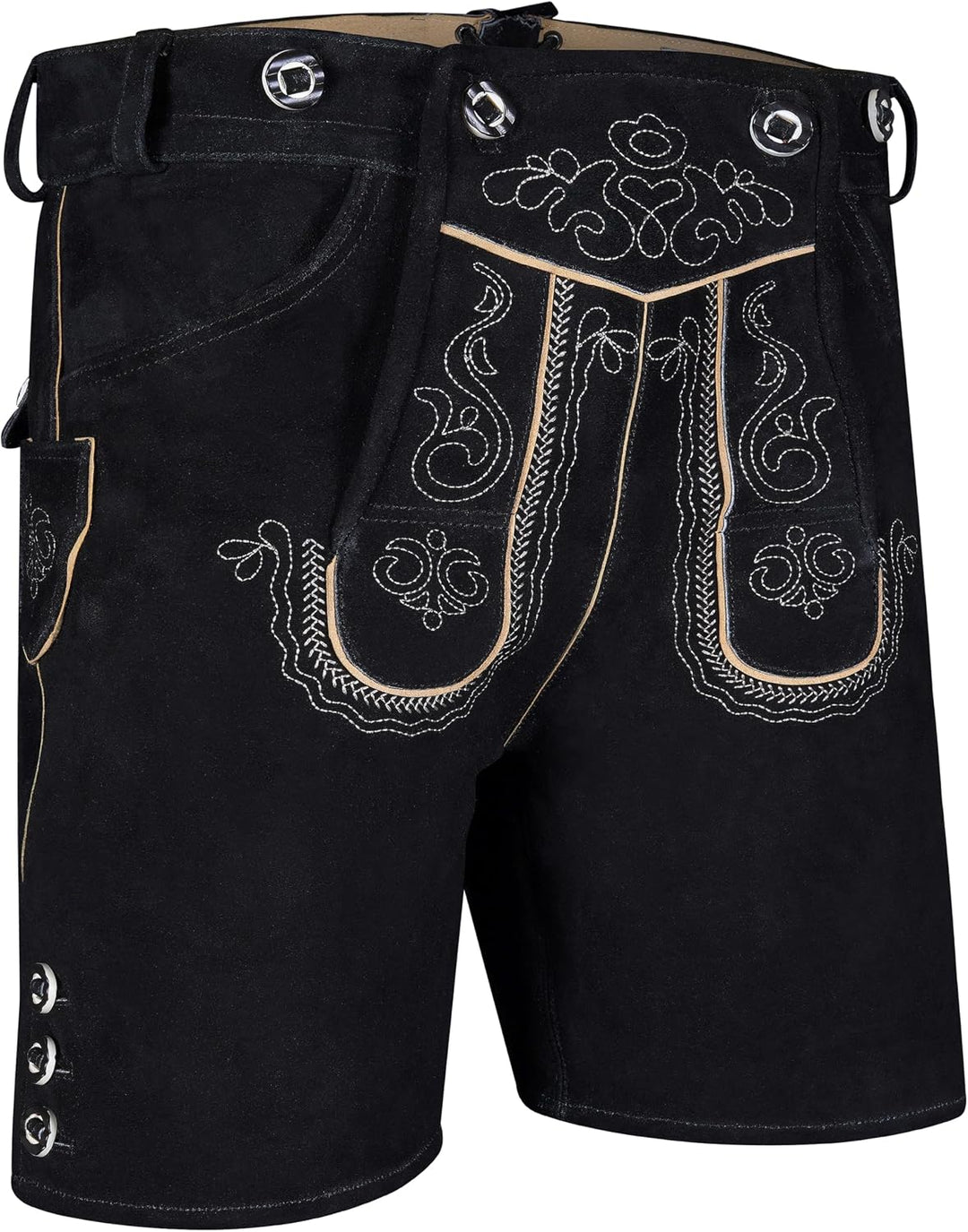 Premium Lederhose für Herren - Elegante Trachtenhose Gr.46-60 - Kurze Trachten Lederhose mit Träger