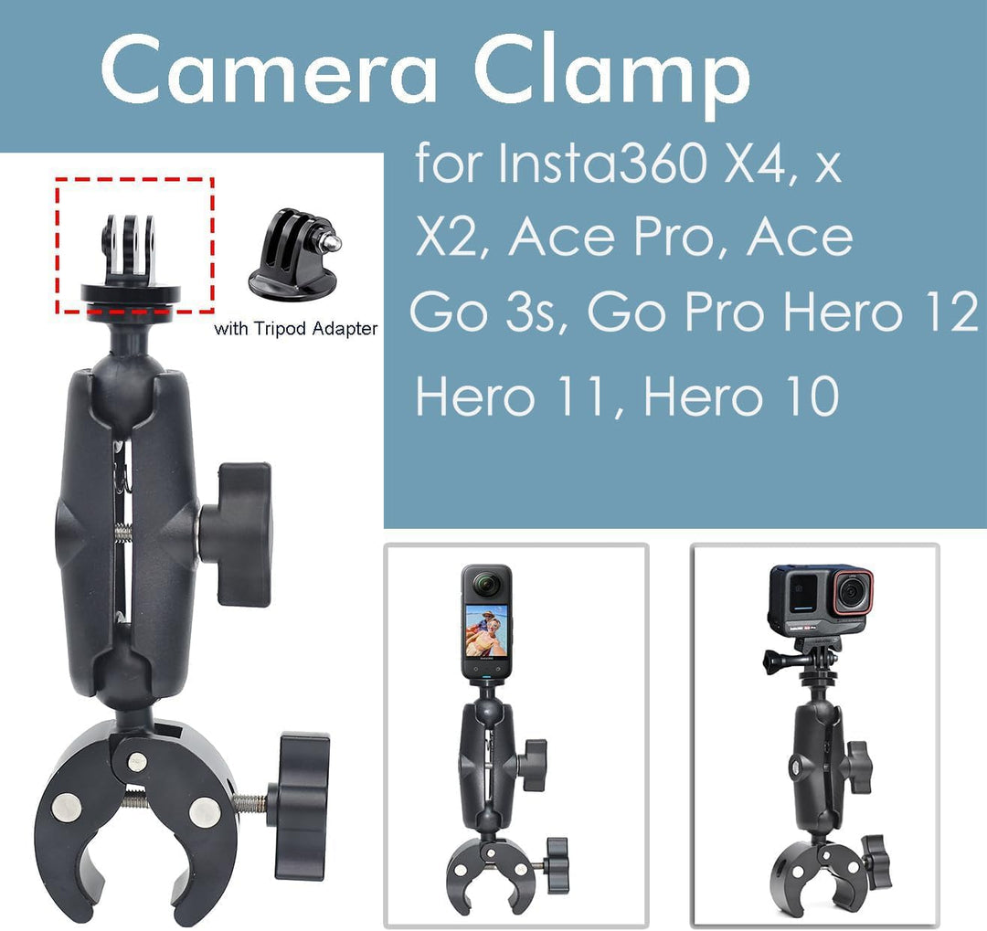 Schelle für Rohr / Stab, Motorrad Kamera Halterung Doppelklemme Universal fuer Insta360, Go Pro Acti