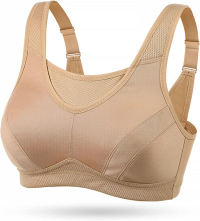 Wingslove Damen Sport BH ohne Bügel Nicht Gepolstert High Impact Bustier Halt Joggen BH 80B Nackt, 8