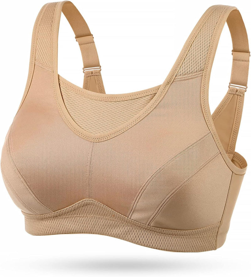 Wingslove Damen Sport BH ohne Bügel Nicht Gepolstert High Impact Bustier Halt Joggen BH 80B Nackt, 8