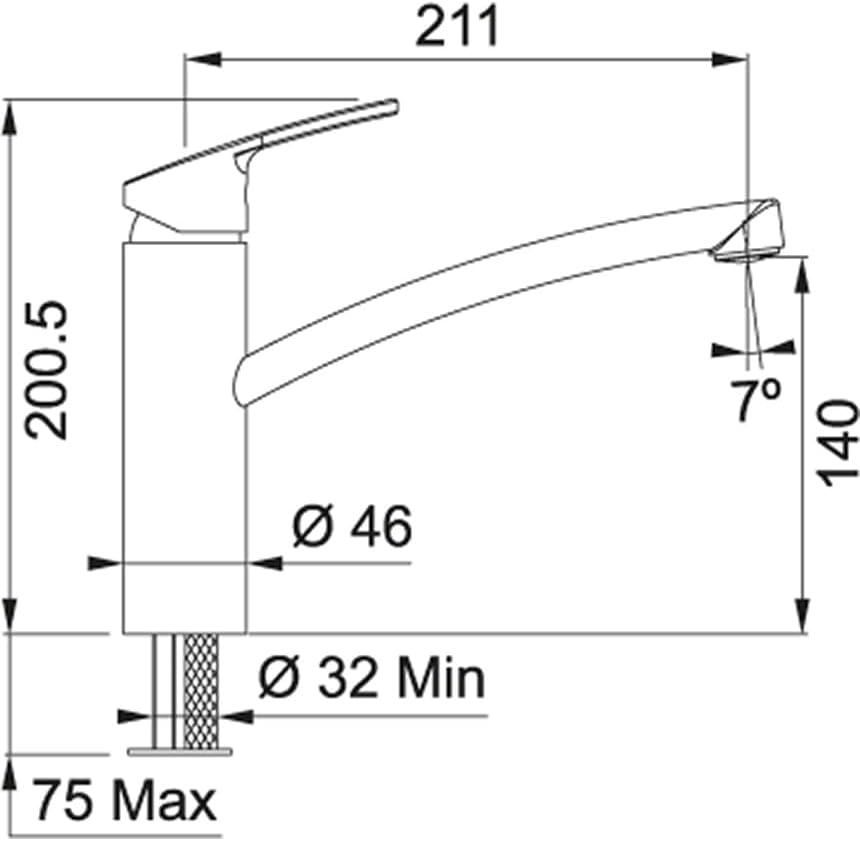 Franke 115.0391.460 Spültisch-Einhandbatterie mit Festauslauf Smart, Chrome, large, Chrome