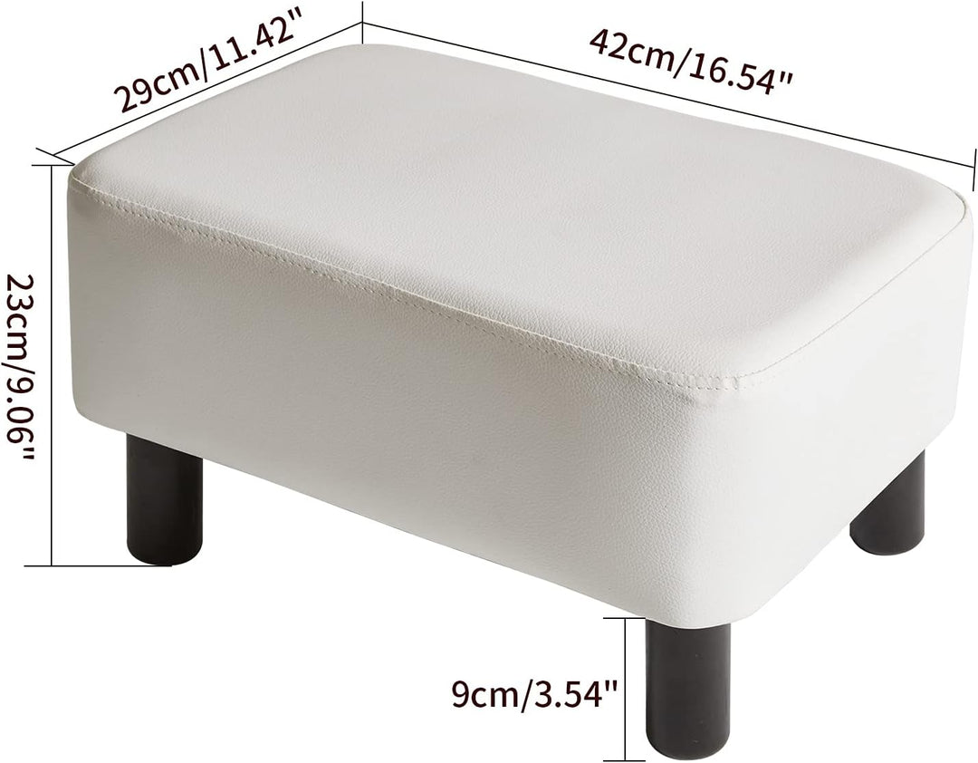 YMYNY Rechteckiger Fusshocker Sitzbank, 42 x 29 x 23 cm, Gepolsterter Hocker aus PU-Leder, mit Holzb