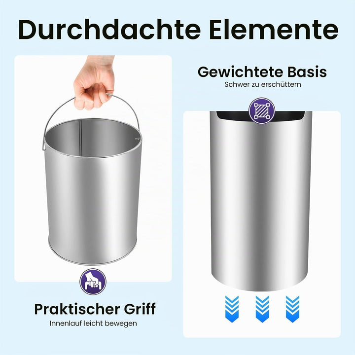 Standaschenbecher mit Aschenbecher Abfalleimer (Silberfarben), Silberfarben