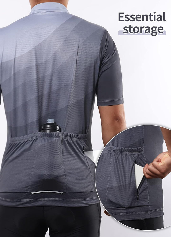 BERGRISAR Kurzarm Fahrradtrikot Herren Radtrikot mit Reissverschluss Taschen Trikots für MTB Mountai