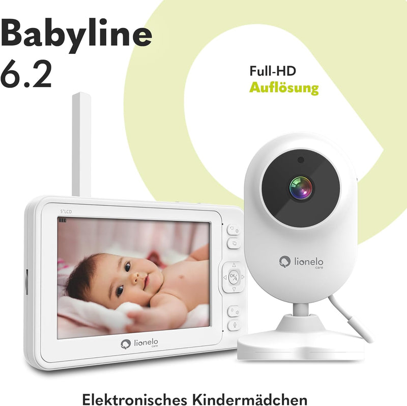 Lionelo Babyline 6.2 Elektronisches Kindermädchen Full HD 5” Innenüberwachung, Reichweite 200m, Bidi