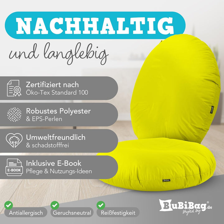 BuBiBag 2in1 Sitzsack L - XXL mit Füllung für Kinder &amp; Erwachsene, Gaming Beanbag &amp; Bodenkissen für