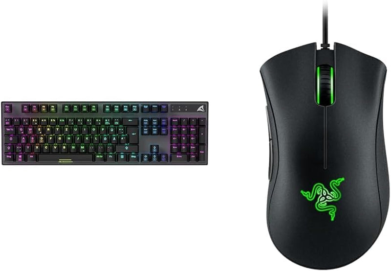 Sharkoon Skiller SGK20, mechanische Schalter, Huano Brown, RGB & Razer DeathAdder Essential (2021) -