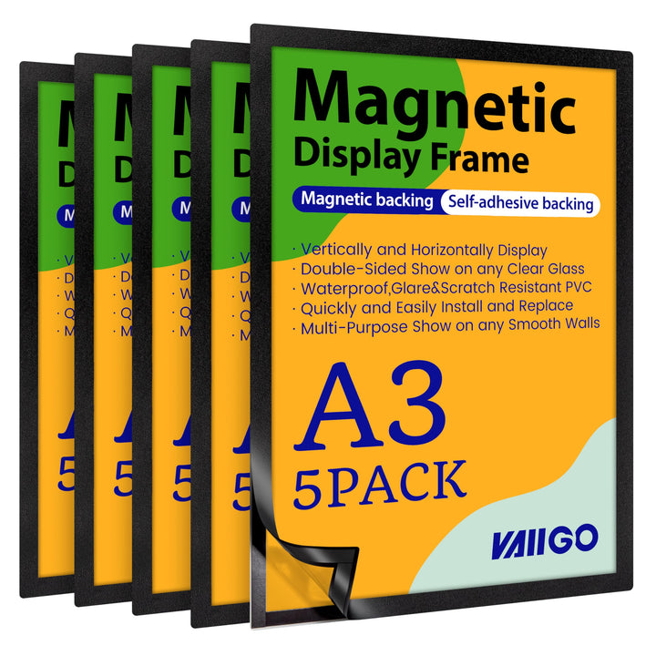 VAIIGO Magnetrahmen Info-Rahmen Selbstklebend mit Magnetverschluss für Informationsrahmen DIN A3 For