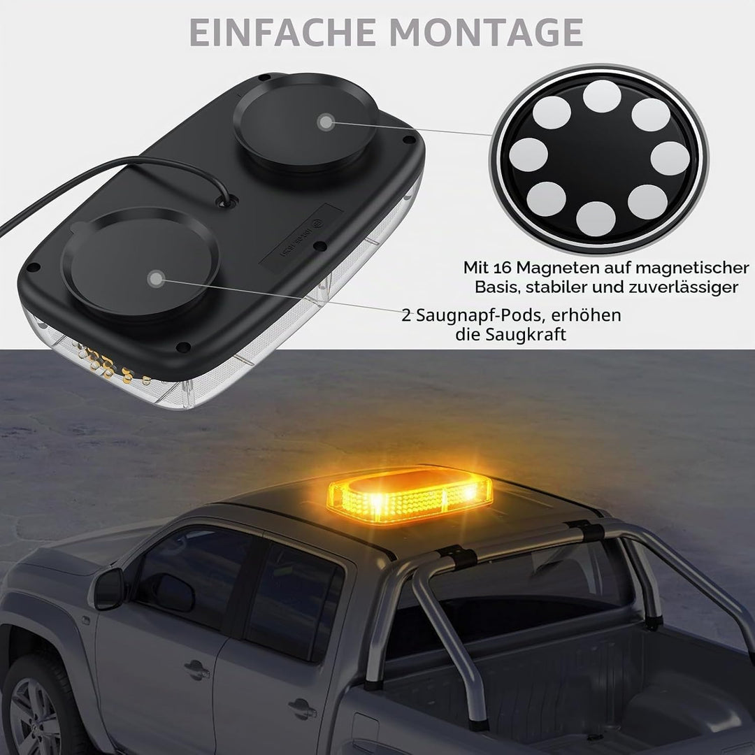 Justech 240LEDs 35W Warnleuchte Warnlicht Warnblinkleuchte 15 Modi Notfall-Blinkleucht 12V/24V Blitz