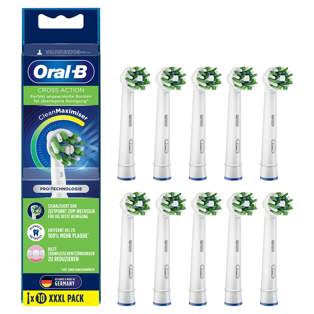 Oral-B CrossAction Aufsteckbürsten für elektrische Zahnbürste, 10 Stück, ganzheitliche Mundreinigung