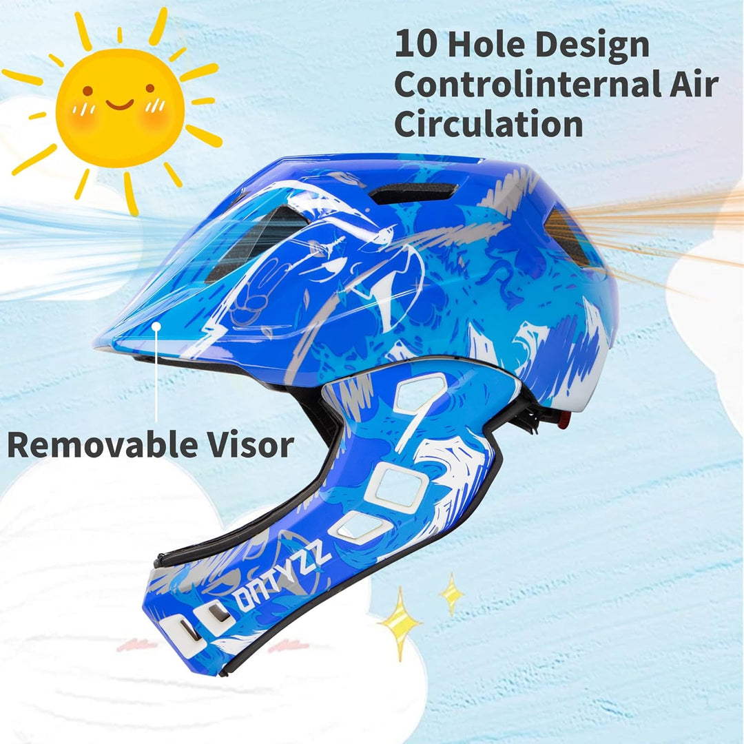 Kinder Fahrradhelm Leicht Integralhelm Kinder mit Abnehmbaren Kinnschutz Kinder Downhill Helm für Ba
