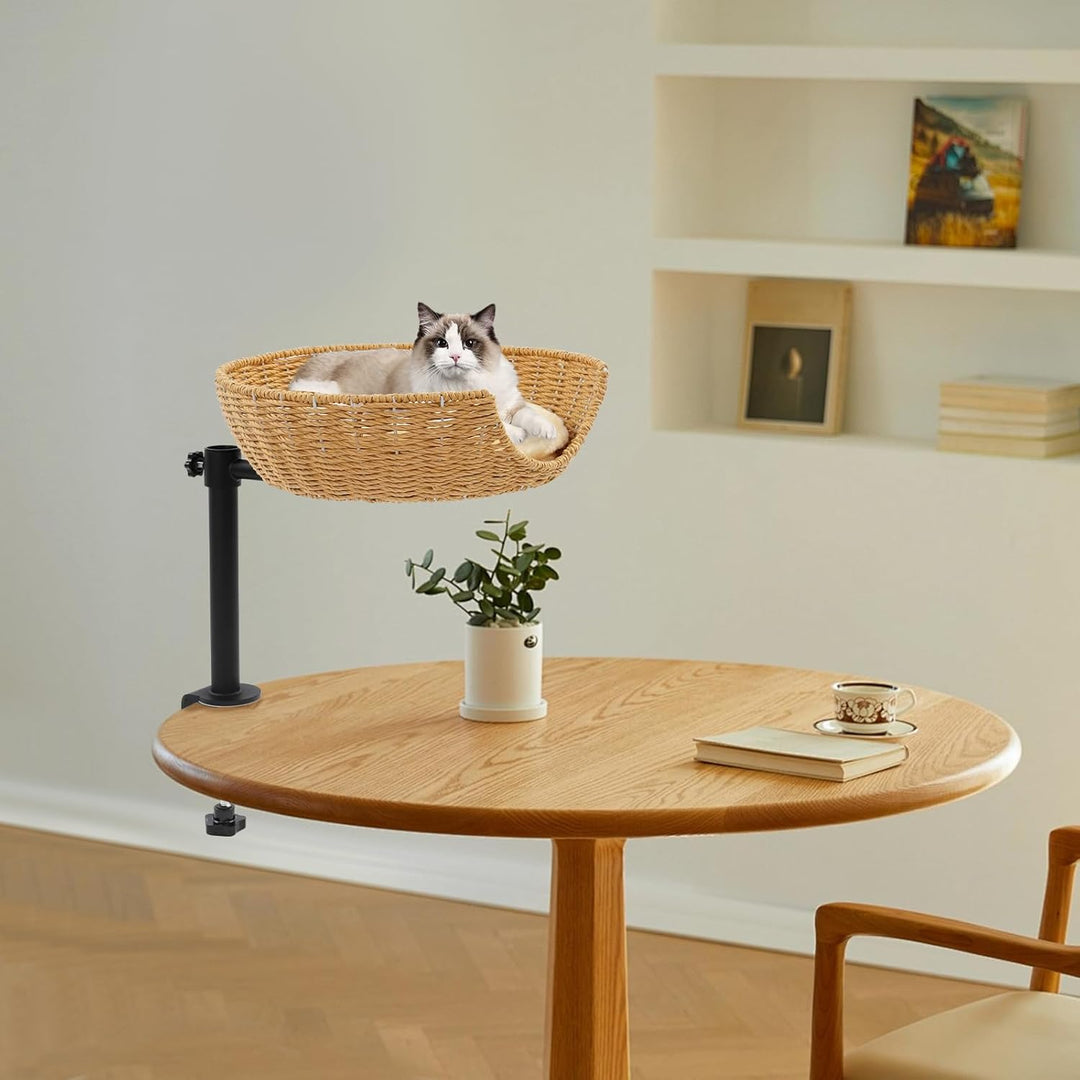 Hängebett für Katzen, Katzenbett Schreibtisch, Katzenplattform mit 360° Drehung &amp; Höhenverstellbar,