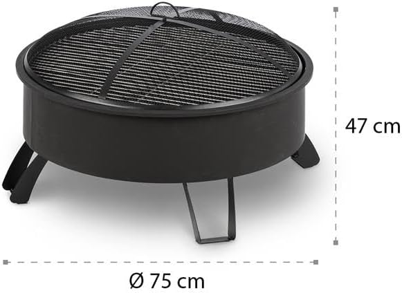 Blumfeldt 2-in-1 Feuerschale - Ø 75 cm Grill, Abnehmbarer Funkenschutz, Ø 68 cm Grillrost, FireView