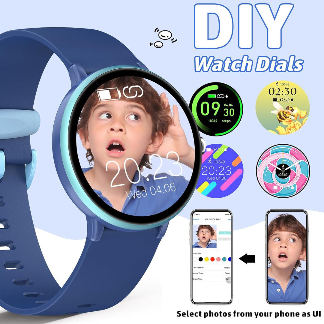 Smartwatch Kinder Jungen Mädchen, Aktivitäts Tracker Uhr IP68 wasserdichte, 19 Sportmodi, Herzfreque
