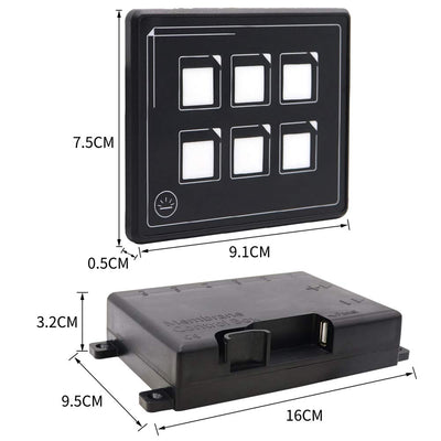 6P KFZ Schalter Panel 12V 24V Hintergrundbeleuchtung Schaltpanel für Boot Wohnmobil Wohnwagen LKW Wa