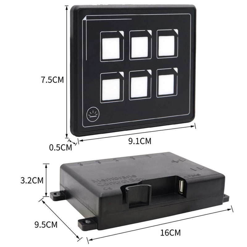 6P KFZ Schalter Panel 12V 24V Hintergrundbeleuchtung Schaltpanel für Boot Wohnmobil Wohnwagen LKW Wa