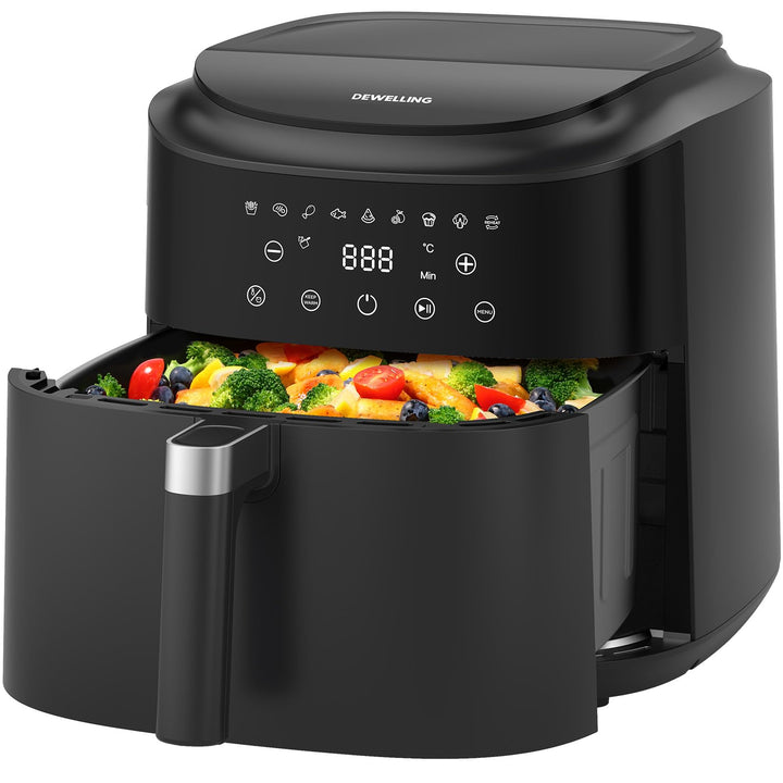 Dewelling Heissluftfritteuse XXL 9L - 2350W Airfryer für Schnellgar, 9 Programmen, LED Display & War