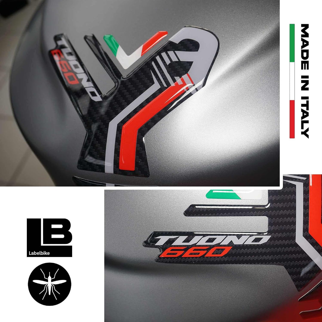 LABELBIKE 3D Aufkleber Motorrad Tankpad kompatibel mit Aprilia | Tuono 660 2021-2025, Harzschutz, Kr