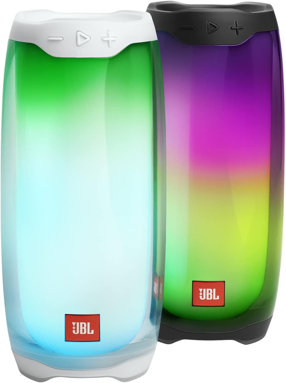 JBL Pulse 4 in Schwarz – Wasserdichter Bluetooth-Lautsprecher mit 360-Grad-Beleuchtung – Bis zu 12 S