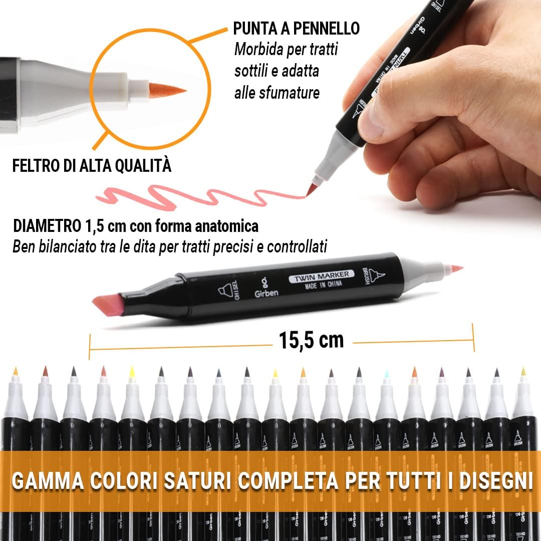 Girben Brush Pen Lettering und Blender - 80 professionelle Marker zum schnellen Zeichnen