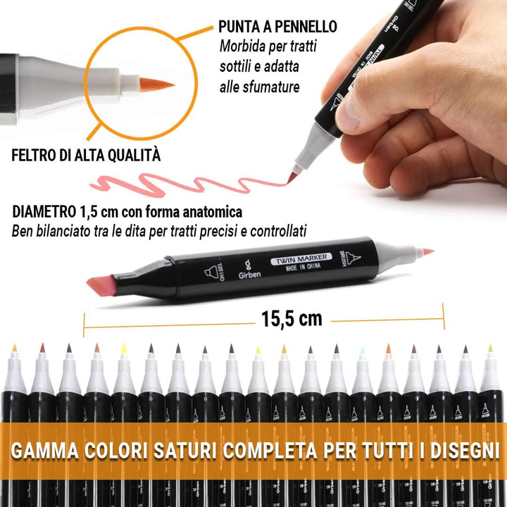 Girben Brush Pen Lettering und Blender - 80 professionelle Marker zum schnellen Zeichnen