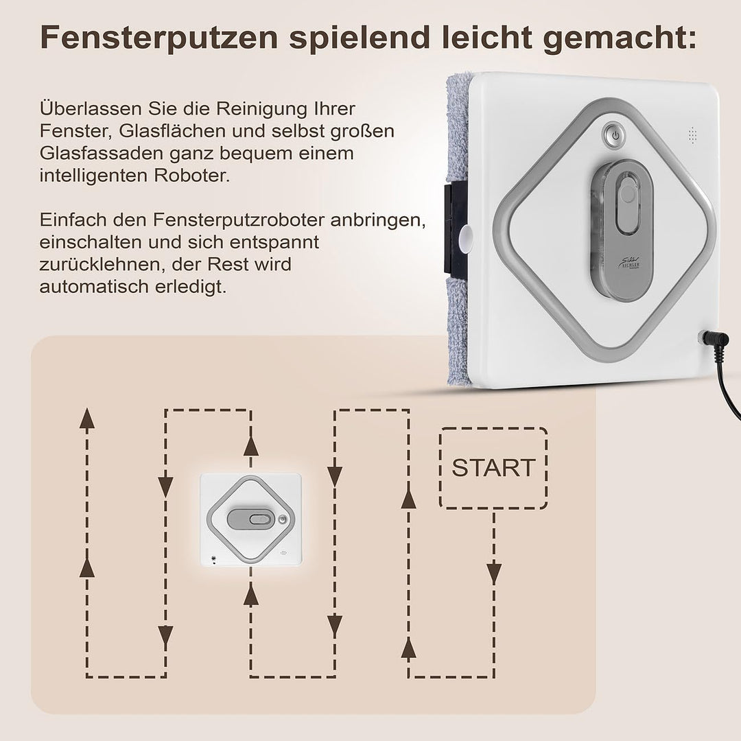 Sichler Haushaltsgeräte Fensterputzer: Profi WLAN Fensterputzroboter, Motorrollen, 3 Sprühköpfe, Rem