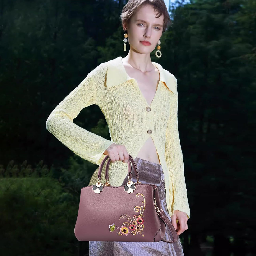 NICOLE&amp;DORIS Handtaschen Damen Mode Schultertasche Geldbörse Retro Umhängetasche Frau Tote Stickerei
