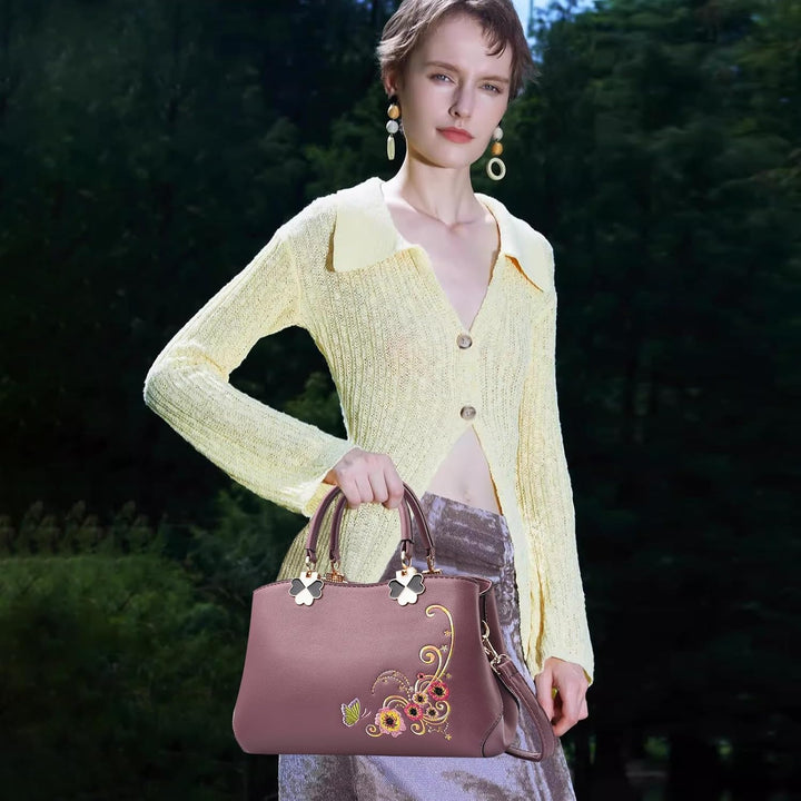 NICOLE&amp;DORIS Handtaschen Damen Mode Schultertasche Geldbörse Retro Umhängetasche Frau Tote Stickerei