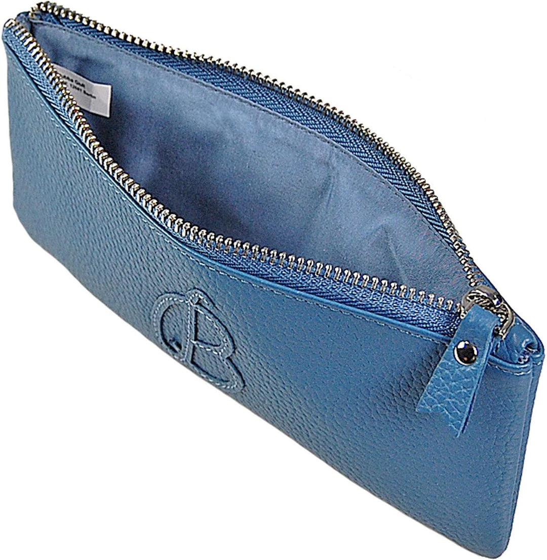 Kosmetiktasche Leder Kosmetiketui Schminktasche Stifteetui Make up Beauty Tasche GoBago (Blau), Blau